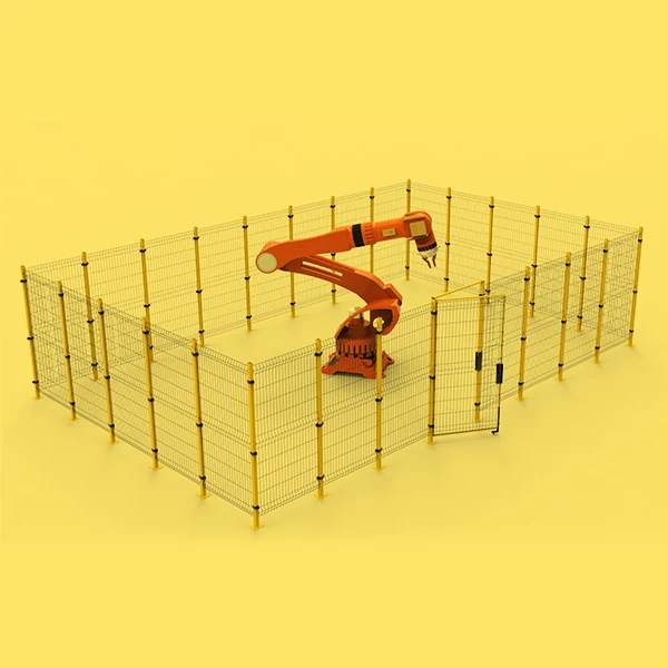 A set of assembled 3D fence panel machine guarding.