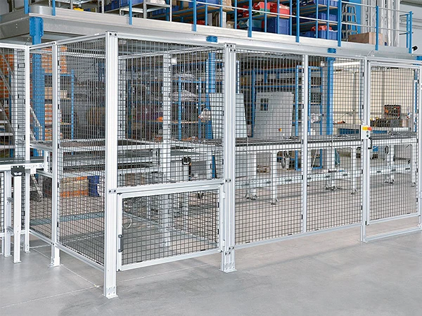 The outside of the production line machine is equipped with aluminum profiles robot fences