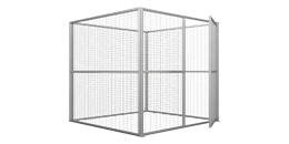 A set of aluminum profile robot fence with a swing door.