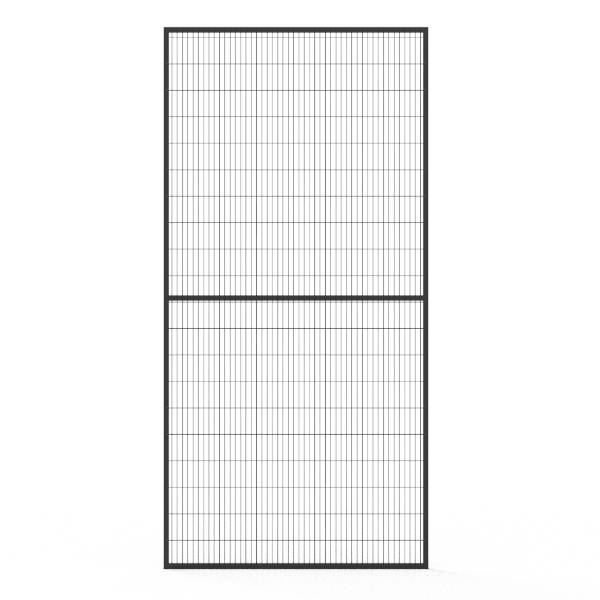 A black welded mesh panel for warehouse partition