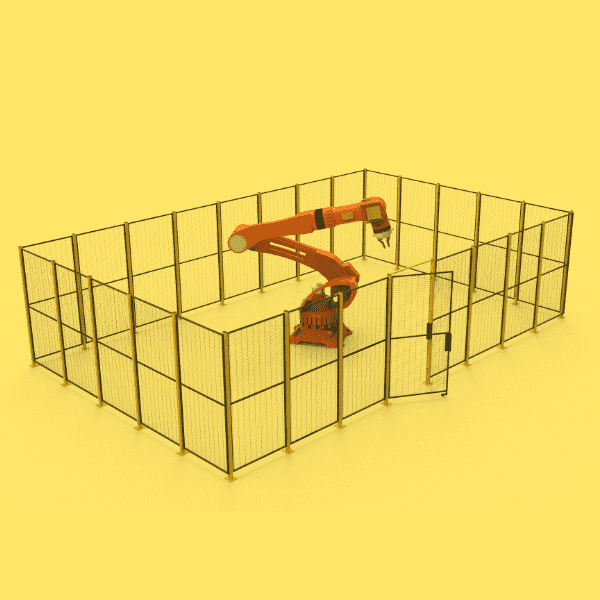A set of assembled crimp-mesh-machine guarding.