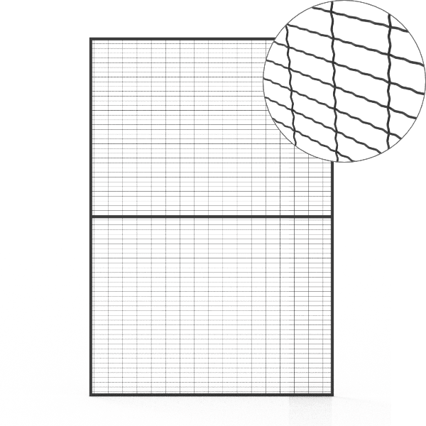 A crimp-mesh machine guarding on white background.