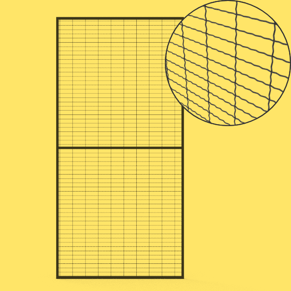 A crimp-mesh machine guarding on white background.