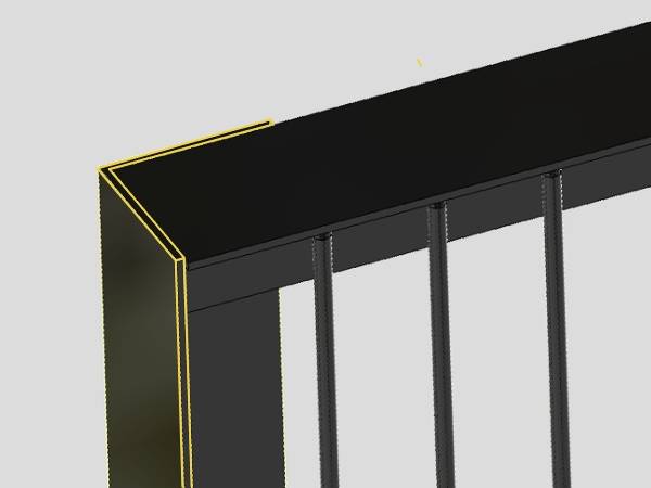 A piece of machine guarding corner panel with angle frame.