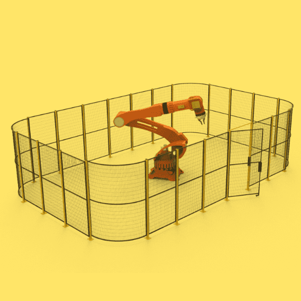 A set of assembled machine guarding corner panel.