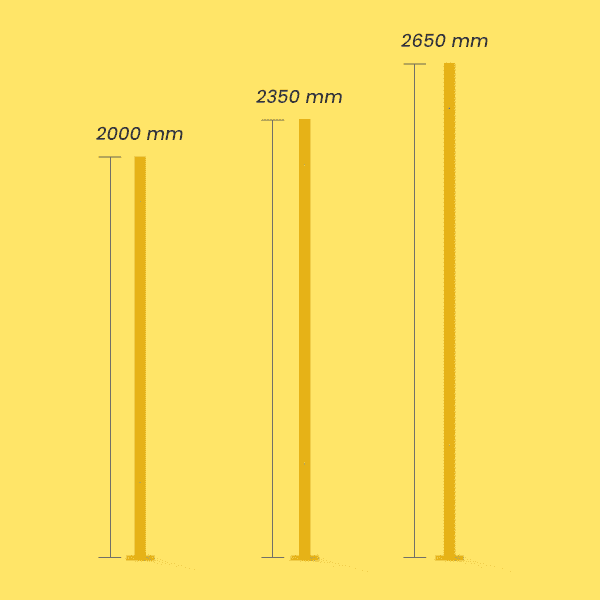 Machine guarding posts at three different heights