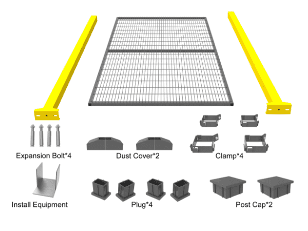 Various parts are used for installing machine guarding system.