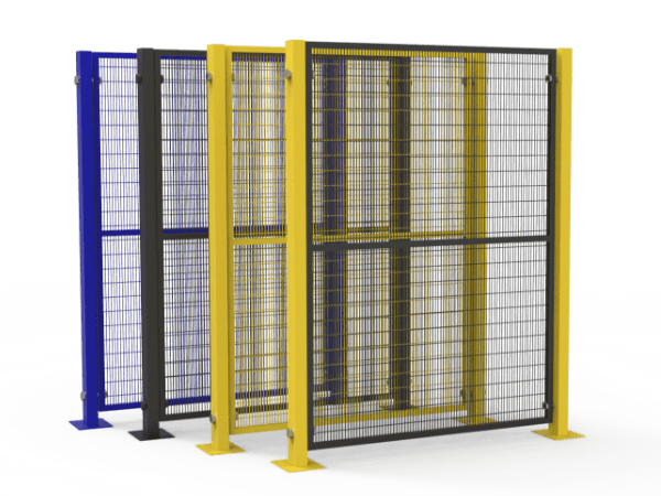 Four different colors of machine guarding panel.