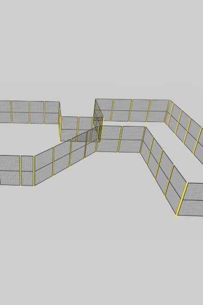 A 3D view of machine guarding safety fencing for customers