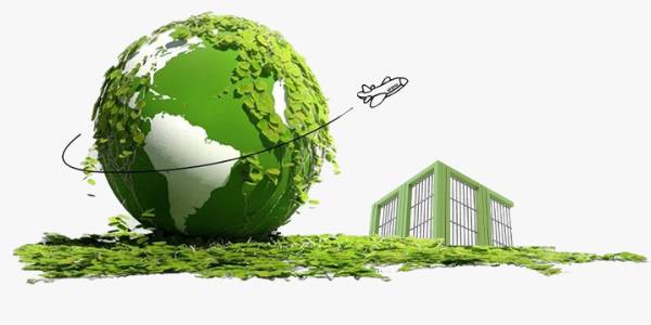 A plane is flying around the green global.