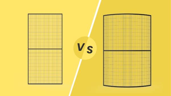 A piece of standard mesh panel and a piece of corner panel.