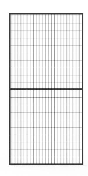 Top rail door made of weld-mesh panel