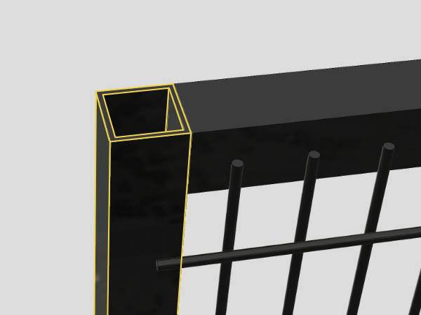 A piece of weld-mesh machine guarding fencing with square pipe frame.