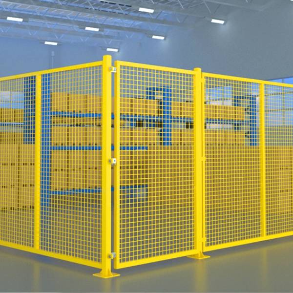 Welded mesh panels are used as warehouse partition.
